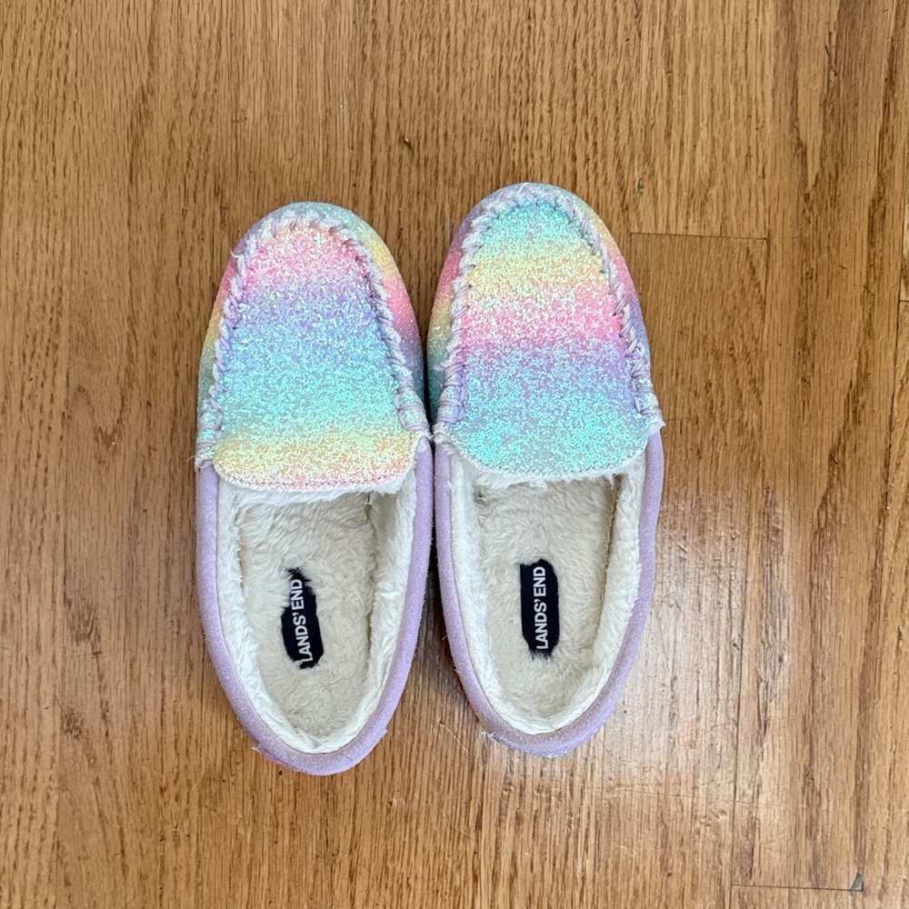 Lands' End Pastel Rainbow Kids Slippers